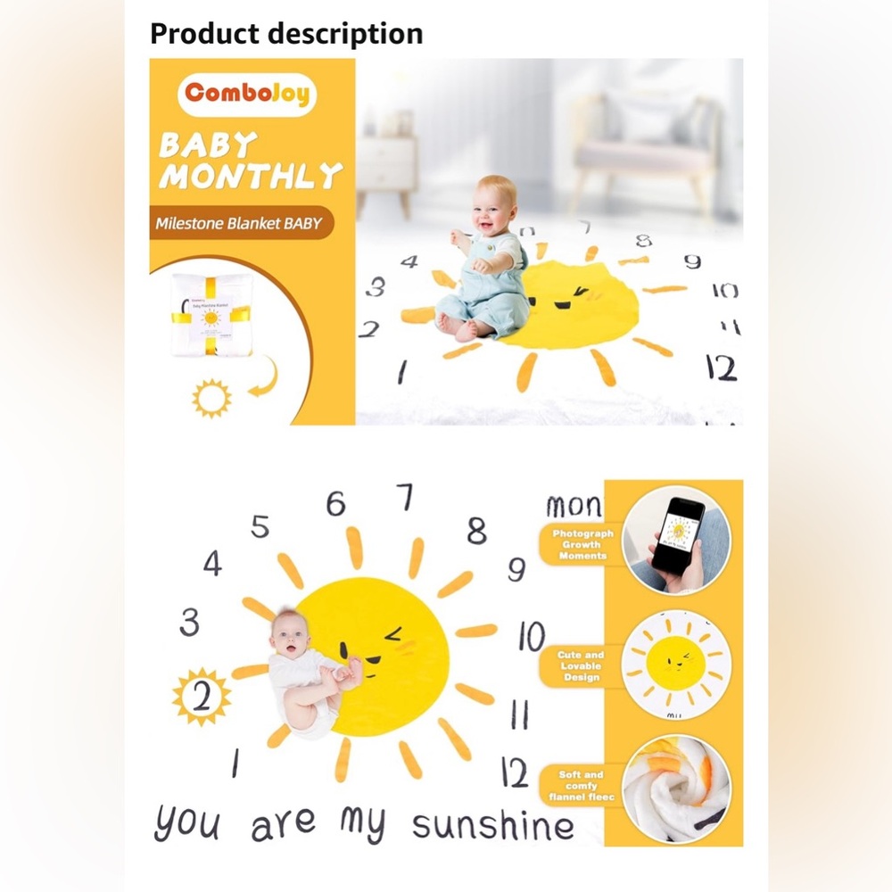 Combloy Baby Monthly Milestone Blanket